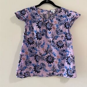 J. Crew Purple and Blue Floral Blouse